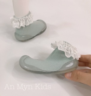GIÀY BÚN CỔ CAO REN TRẮNG ( CÓ ẢNH THẬT)