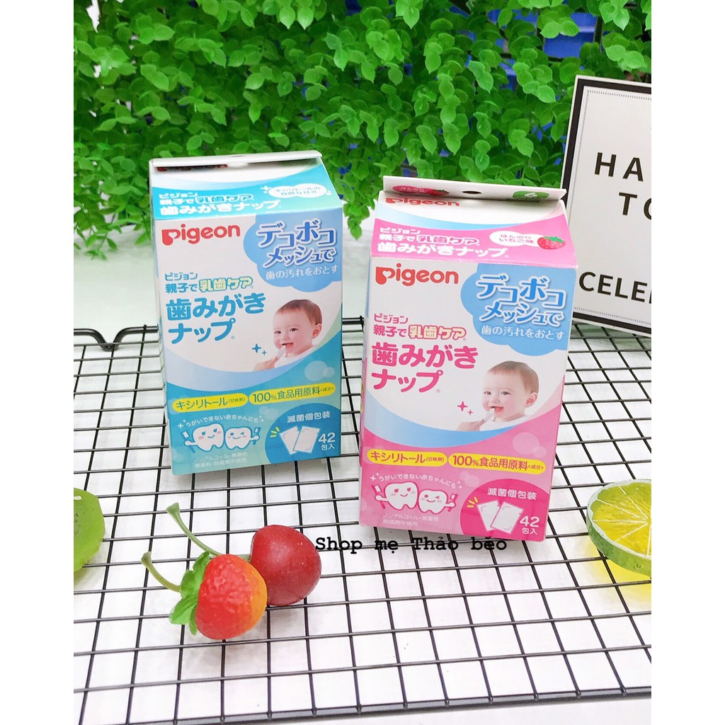 Giấy lau răng cho bé Pigeon Nhật - hộp 42 miếng