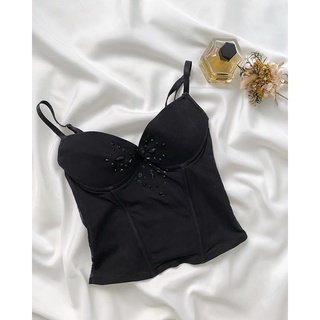 Áo corset đen phối hạt 2hand