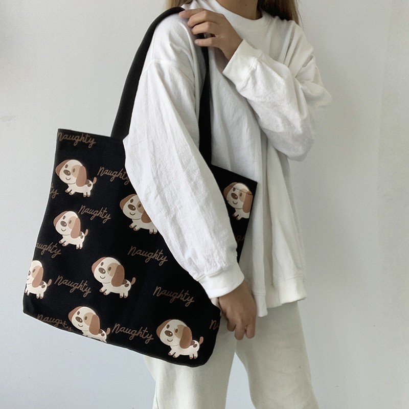 Túi vải canvas in họa tiết đáng yêu phong cách nhật bản