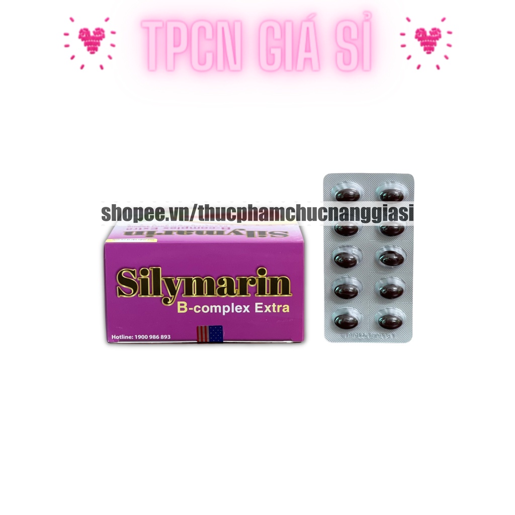 Viên uống SILYMARIN B-COMPLEX EXTRA bảo vệ gan , hỗ trợ, giải độc gian, hạ men gan - Hộp 100 viên