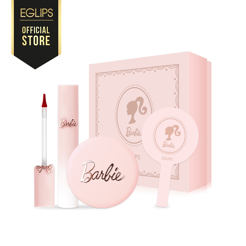 Combo Barbie Girl - 1 Son Kem Lì 4.3g+ 1 Phấn Phủ 9g + 1 gương 5g+ Hộp Barbie 7g - Eglips Official Store