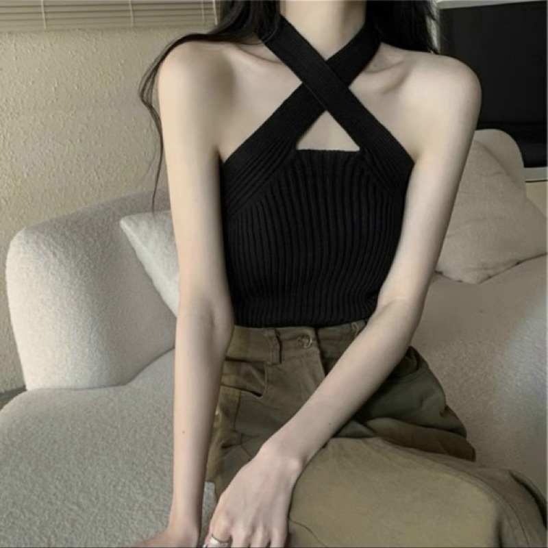 Áo len tăm yếm chéo Quảng Châu nhiều màu