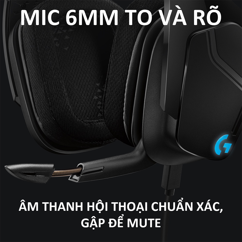 Tai nghe game RGB có dây Logitech G633s - Âm vòm 7.1, màn loa 50mm, 3 nút lập trình, Mic to rõ