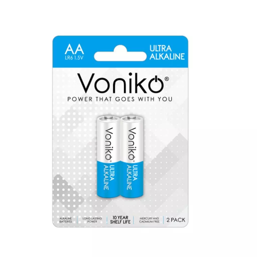 Pin Ultra Alkaline AA hiệu Voniko ⚡ Vỉ 2 viên, sử dụng cho máy đo huyết áp