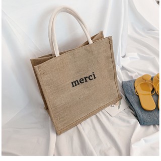 Túi cói merci rộng rãi đi du lịch đi chơi đi học siêu hót hk-006