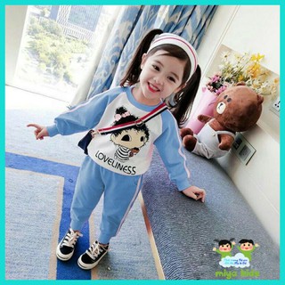 Bộ thun tay dài Bé gái Tóc xù đáng iu (10-26kg)
