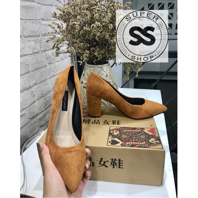 Giày cao gót mũi nhọn đế vuông 5p mẫu basic dễ đi, dễ phối đồ