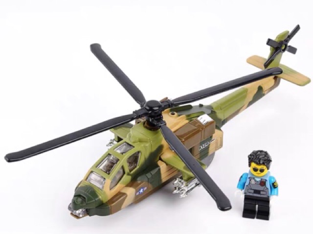 Ảnh thật  Mô Hình Trực Thăng Chiến Đấu Apache 8120 Army  Dài 20cm