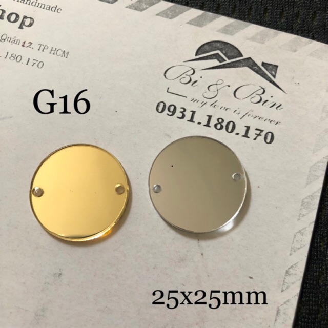 G16-10 Đá Gương Đính Kết Cao Cấp - Tròn 25x25mm