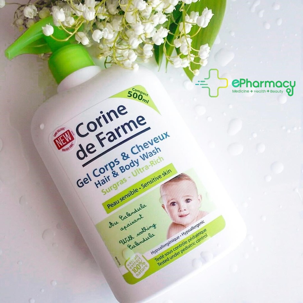 Gel tắm gội cho bé Corine De Farme Hair & Body Wash