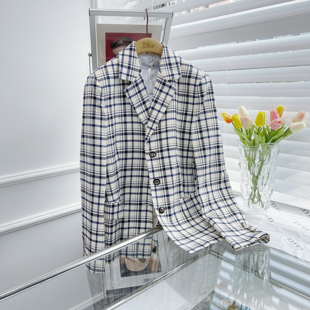 Áo khoác blazer nữ họa tiết kẻ sọc thời trang cao cấp Christian Dior CD phong cách Hàn Quốc