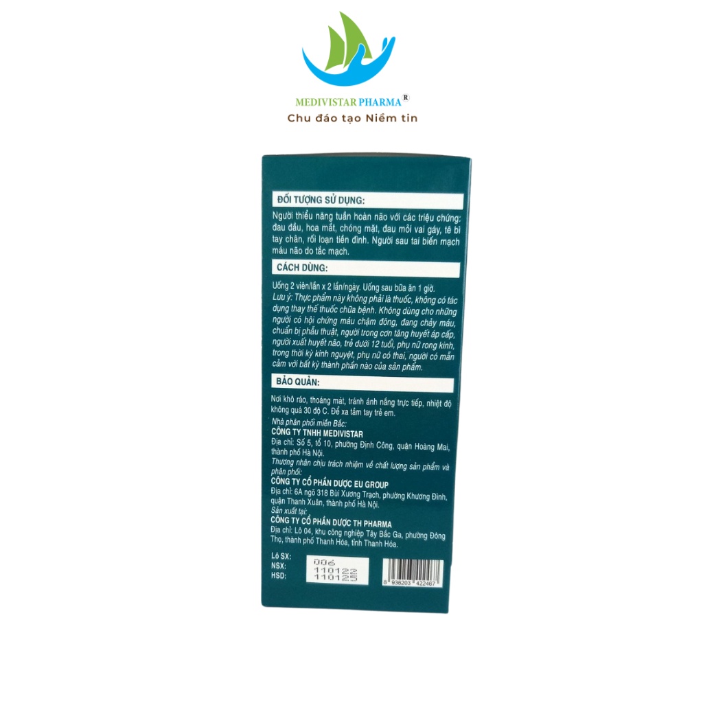 Hoạt Huyết Ginko Citicolin MEDIVISTAR PHARMA Tăng Cường Tuần Hoàn Não