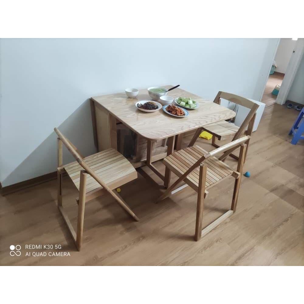 bộ bàn ăn xếp gọn 4 ghế gỗ cao cấp