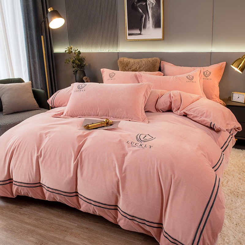 Bộ chăn ga gối nỉ nhung, ga gối nỉ mịn Lucky hàng nhập cao cấp, bộ 4 món vỏ chăn ga và vỏ gối đủ kích thước