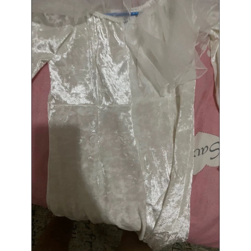 ♥️Đầm,Váy Nhung Trắng Bèo NgựcFzszie dưới 55kg