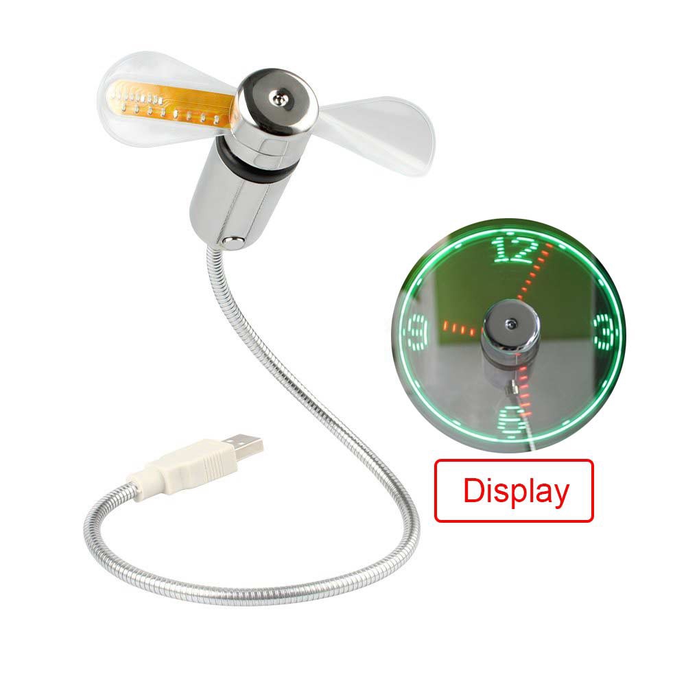Quạt USB Mini Có Đèn LED Hiển Thị Đồng Hồ Cho PC