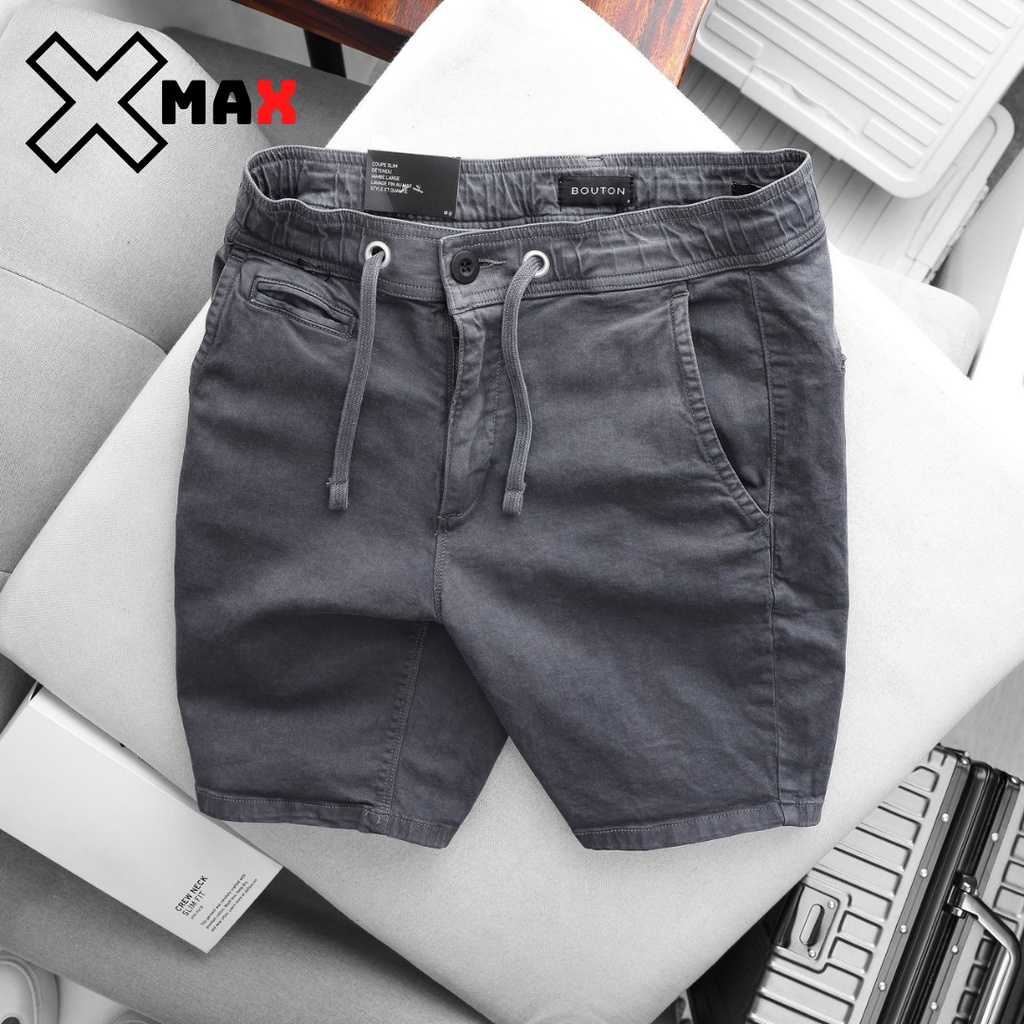 quần short jean nam cạp chun cao cấp, quần lửng bò có dây rút xịn xò cao cấp Xmax B029