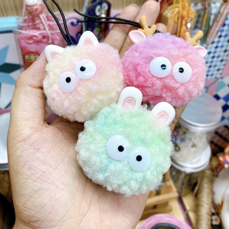 🌈CÓ SẴN🌈🌸Móc khoá cục bông Bồ hóng màu pastel siu cute đáng iuuu