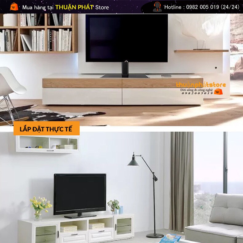 [Mã ELMSBC giảm 8% đơn 300K] Chân đế tivi đa năng - 32 - 55 inch - Chân tivi để bàn mặt kính cường lực - Model: DZ55