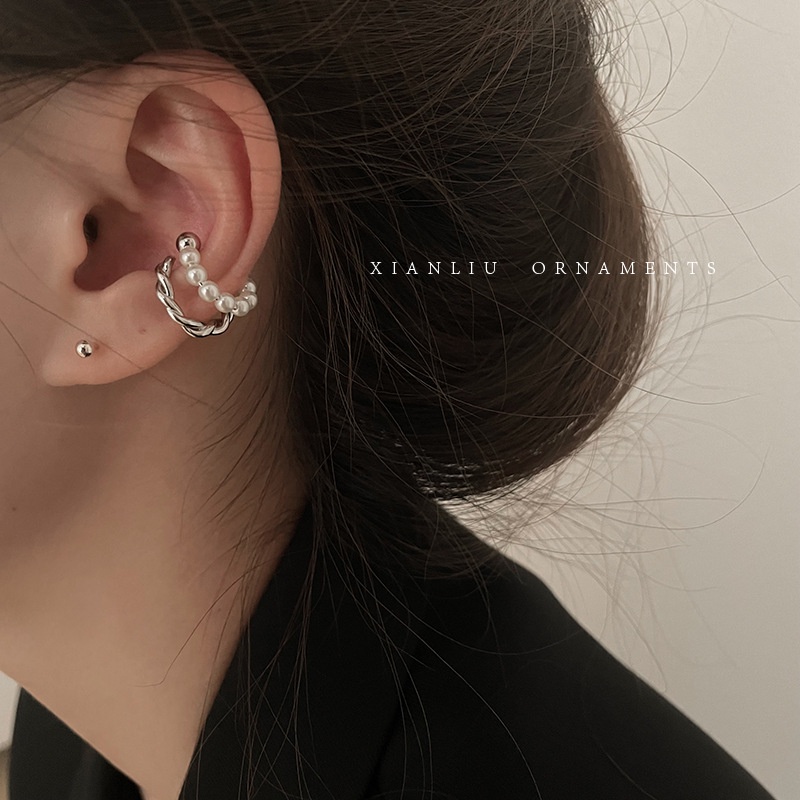 Khuyên Kẹp Vành Tai Đính Ngọc Trai Chống Lộ Phong Cách Retro Pháp 2022 Thời Trang Dành Cho Nữ