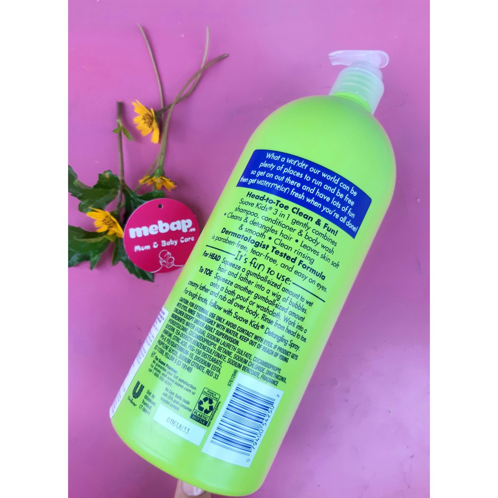Sữa tắm gội 3in1 Suave Kids 1.18L