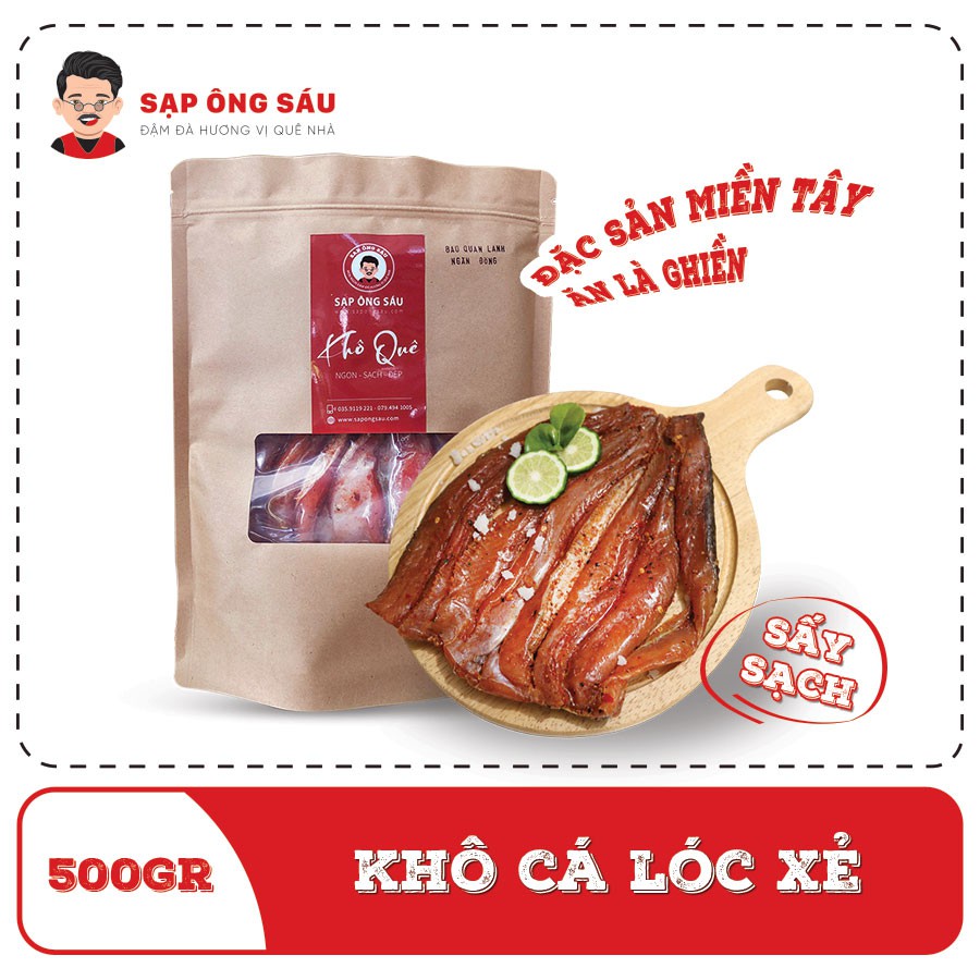 Khô cá lóc xẻ Sạp Ông Sáu sấy dẻo 4 nắng, Đặc sản An Giang ngon sạch giá tốt-500gr