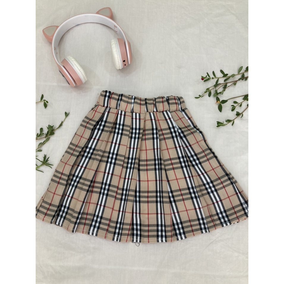 Chân váy học sinh bé gái xếp ly có lót quần bên trong  cho bé gái từ 15 tới 35 kg
