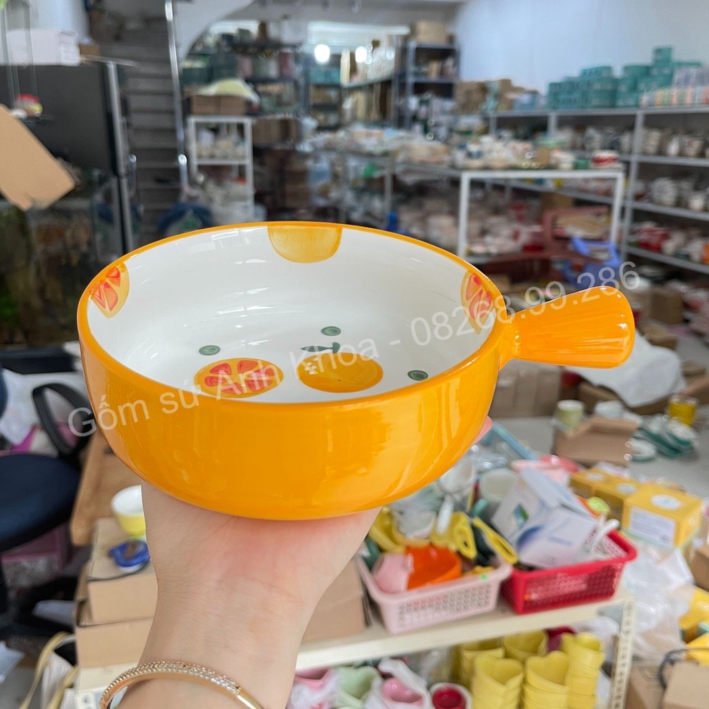Bộ Chén Dĩa Sứ Bát Ăn Cơm Đĩa Sứ Decor cao cấp Bộ bát đĩa màu cam 17 món cute.
