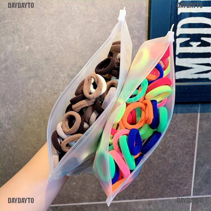 Set 50 / 100 Dây Cột Tóc Co Giãn Màu Trơn Dành Cho Nữ