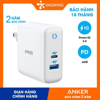 Củ sạc ANKER - A2322 2 cổng kèm cổng PD 60W Type-C+USB