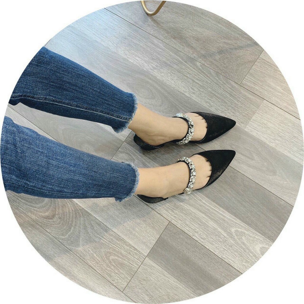 Giày bệt nữ ❤️ FREESHIP ❤️ Giày bệt quai đính đá mũi nhọn thời trang Hàn Quốc | BigBuy360 - bigbuy360.vn
