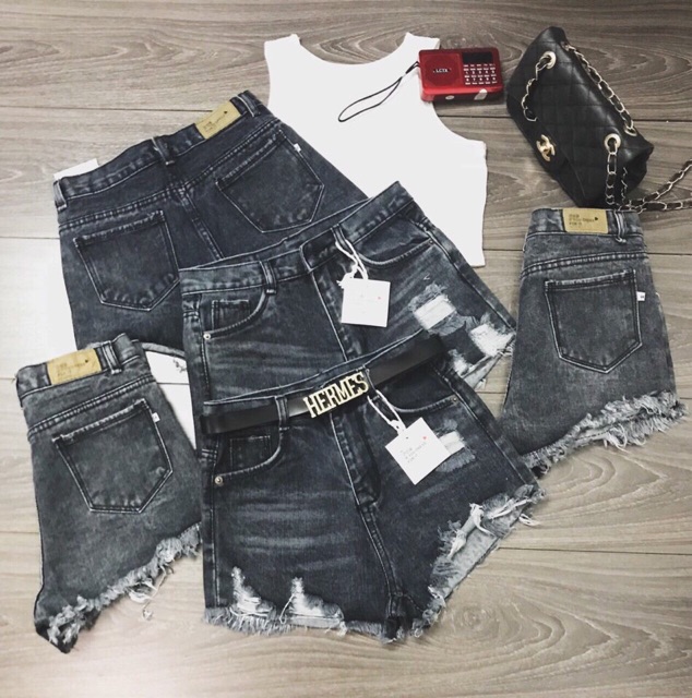 Quần short jean nữ lưng cao