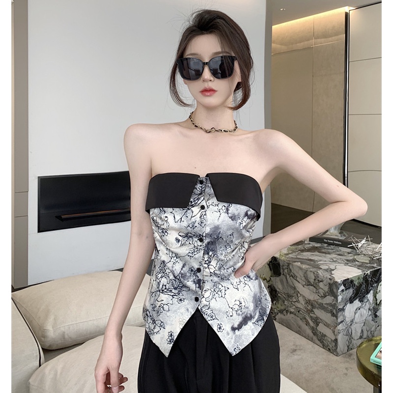 Áo Ống In Màu Nhuộm Hở Vai Thời Trang Mùa Hè Dễ Phối Đồ