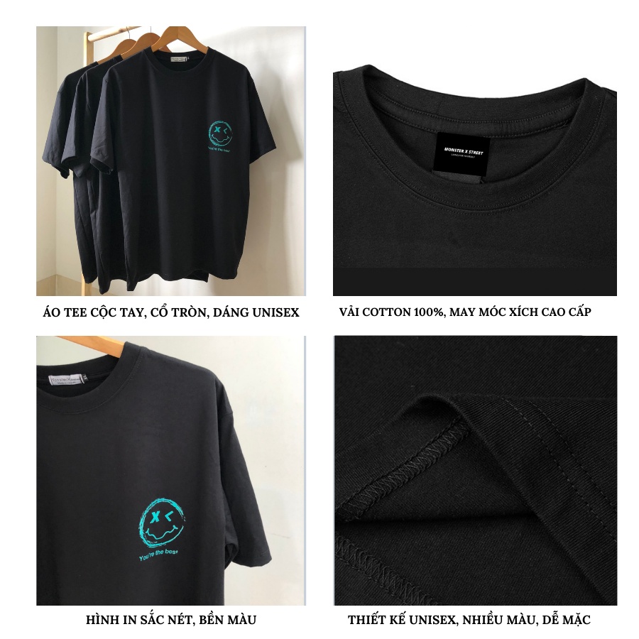 Áo thun unisex MONSTER X STREET Mặt Cười VR phông tay lỡ nam nữ form rộng Local Brand