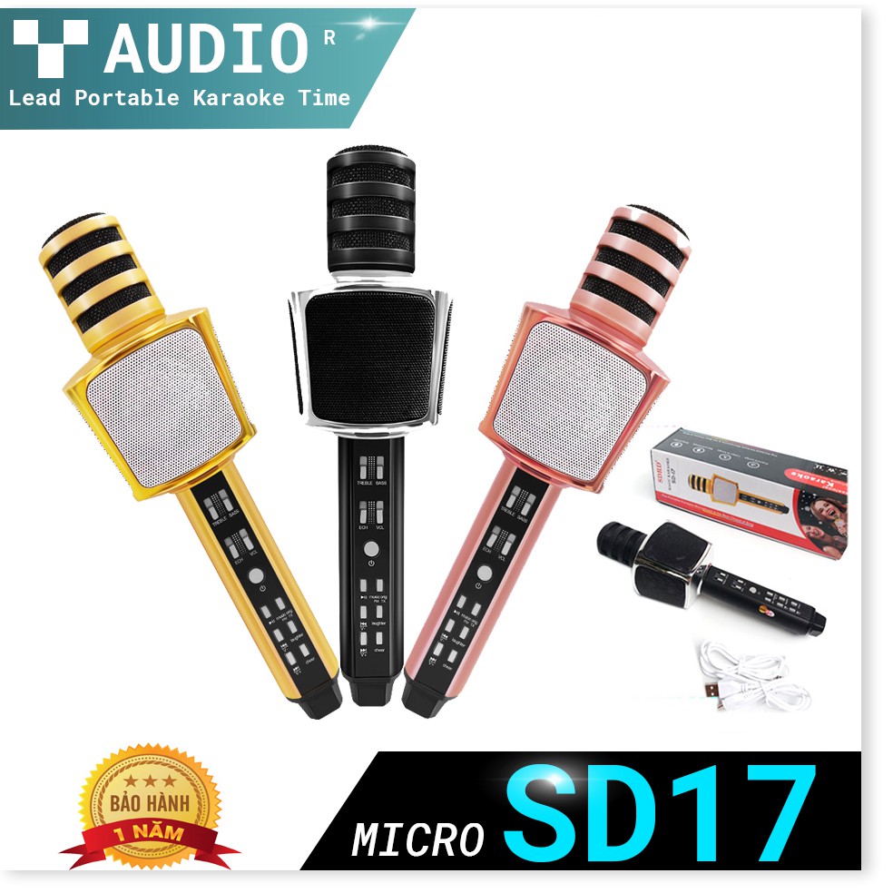 (XẢ KHO BÁN LỖ) Micro không dây tích hợp loa bluetooth không dây SD-17, Mic karaoke SD17 SDRD với thiết kế nhỏ gọn dễ xế