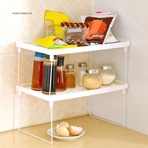 Kệ để đồ 2 tầng bằng nhựa màu trắng xinh xắn tiện dụng