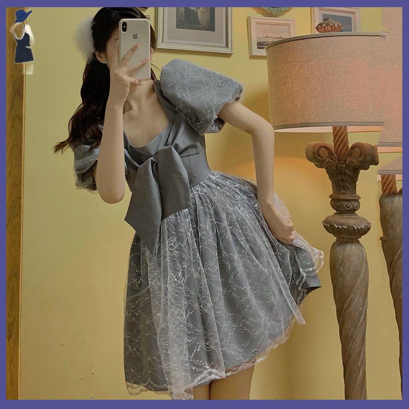 đầm babydoll Đầm Dài Qua Gối Dáng Ôm Đính Nơ Phong Cách Hàn Quốc Thời Trang Mùa Hè Dành Cho Nữ