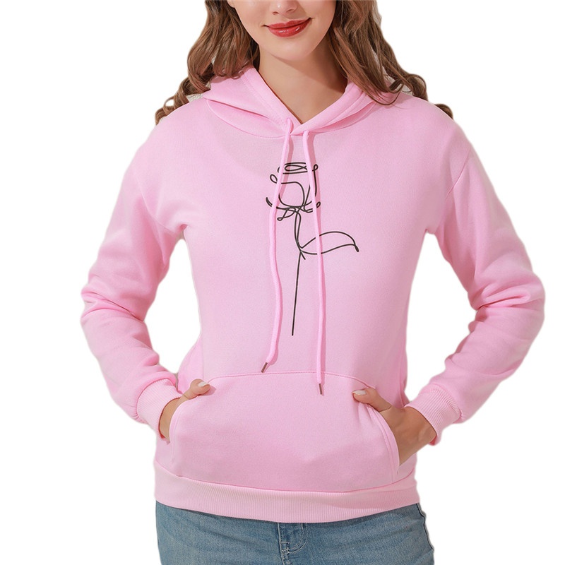 Áo Hoodies Tay Dài Hoạ Tiết Hoa Hồng Cho Nữ Size S-3Xl
