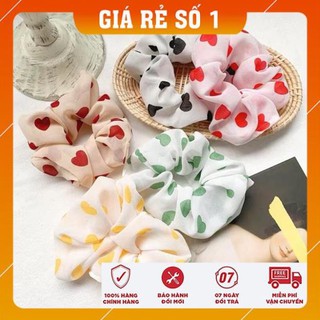 [FREESHIP - HÀNG LOAI 1] Buộc tóc, cột tóc  vải Scrunchies Trái tim siêu xinh