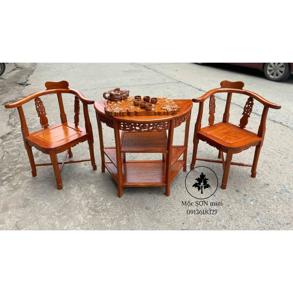 Bộ bàn ghế gỗ hương,bộ gồm bàn tròn và 4 chiếc ghế,bàn ghế phòng khách,combo bàn ghế