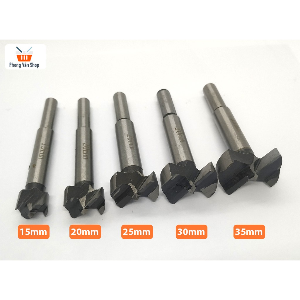 Bộ 5 mũi khoan gỗ khoét lỗ tròn 15mm 20mm 25mm 30mm 35mm