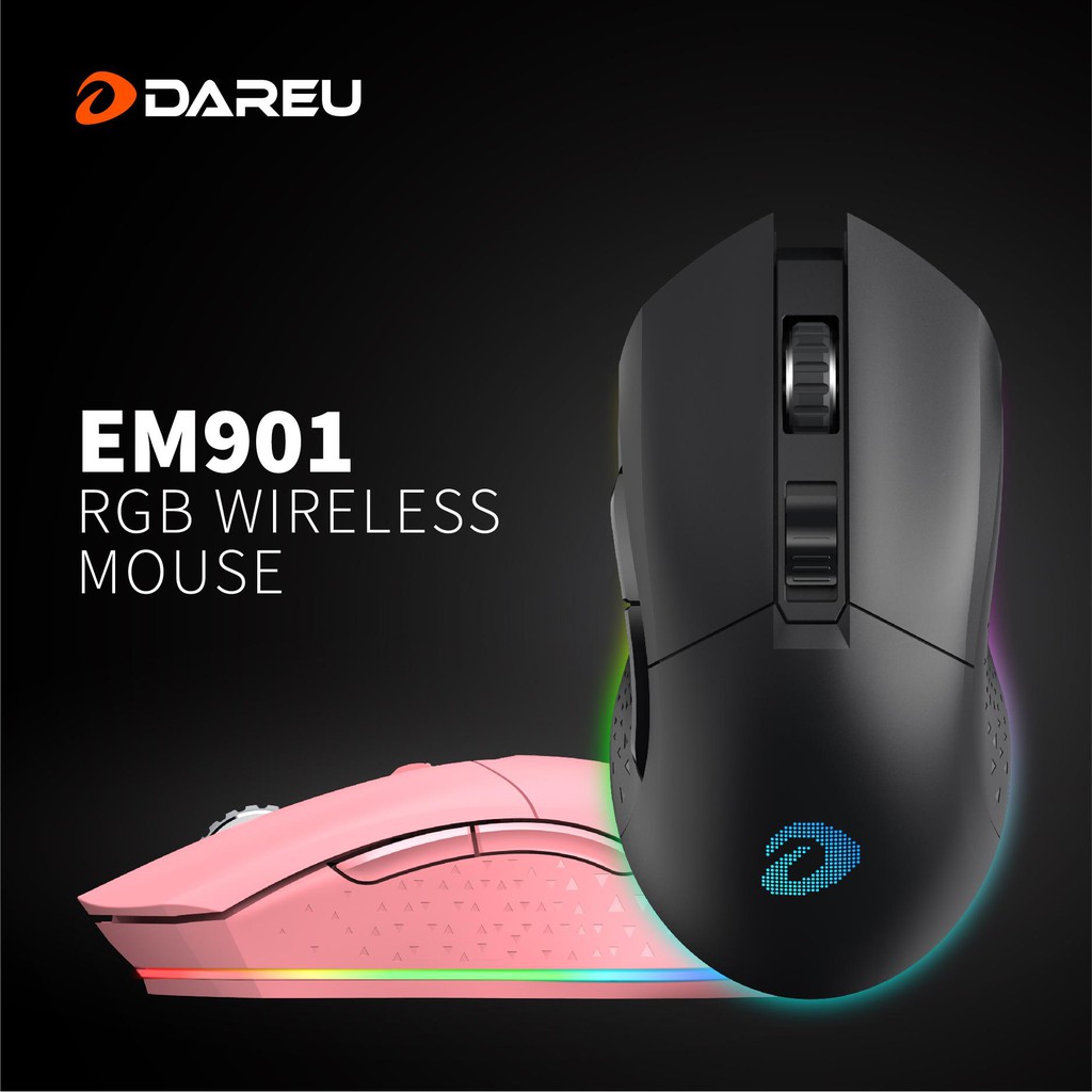 Chuột máy tính DareU EM901 RGB WIRELESS Pink/ Black (Nâng cấp EM905 Pro) - BH 2 năm