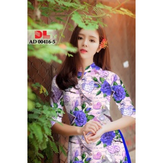 Vải áo dài hoa hồng