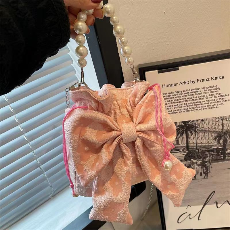 Túi Xách Đeo Chéo Đính Ngọc Trai Và Nơ Phong Cách Hàn Quốc Dễ Thương Thời Trang Mùa Hè Dành Cho Nữ