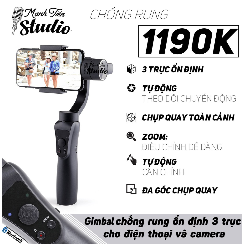 [ SIÊU SALE tặng kèm tripod] Thiết Bị Chống Rung Khi Quay Phim Chụp Ảnh Gimbal Q 3-AXIS STABILIZATION bảo hành 12 tháng