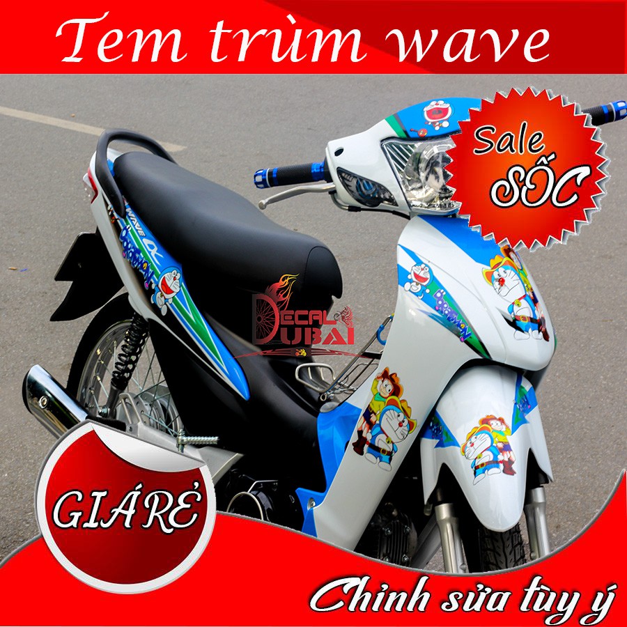 Tem Trùm Wave Doremon Trắng Xanh