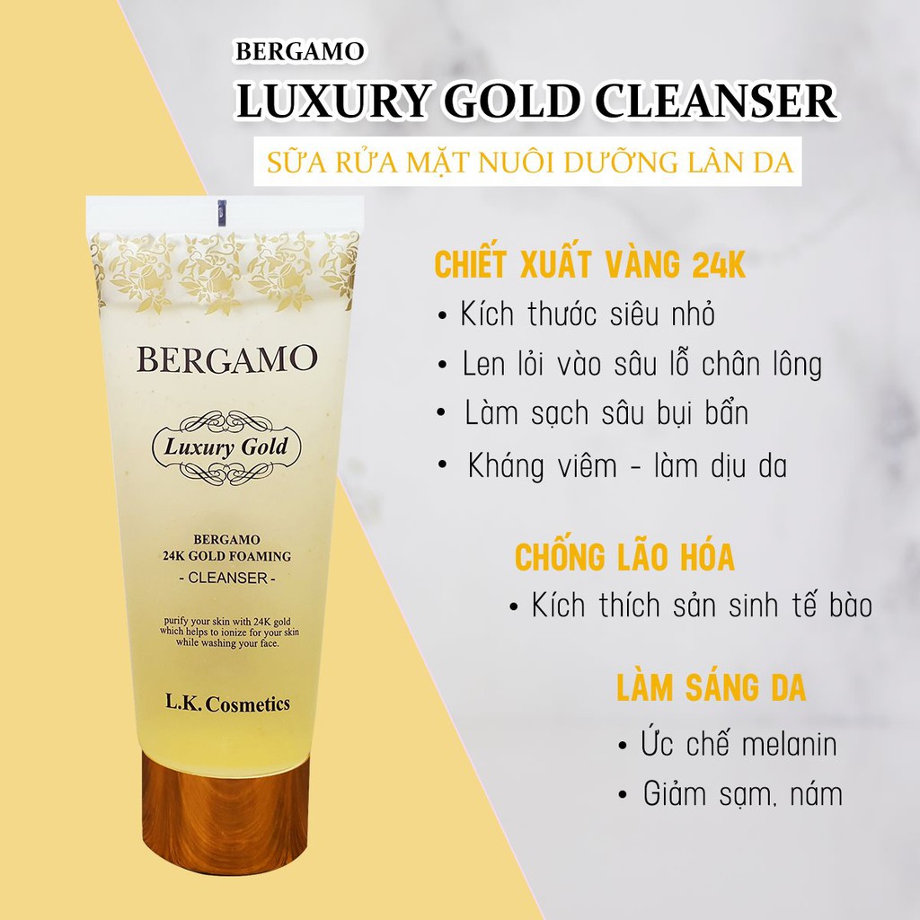 [Auth Hàn] Sữa Rửa Mặt Bergamo 24k Luxury Gold - Có Tem Phụ & Chứng Nhận An Toàn