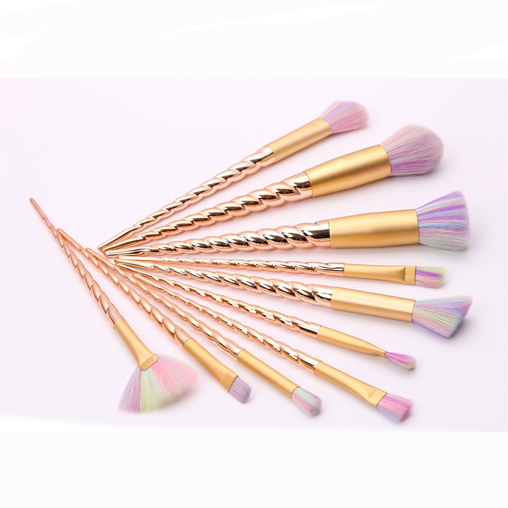 10pcs gold unicorn makeup brush cosmetics brushes makeup tools blush+silisponge