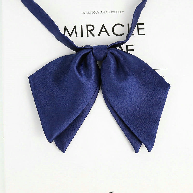 Cà Vạt Nơ Bằng Da Hai Lớp Màu Trơn Phối Hoa Dành Cho Nữ Sinh